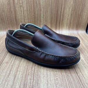 Ecco Loafers Mens 46 Brown Excellent Leather Slip On Driving Shoes 571004